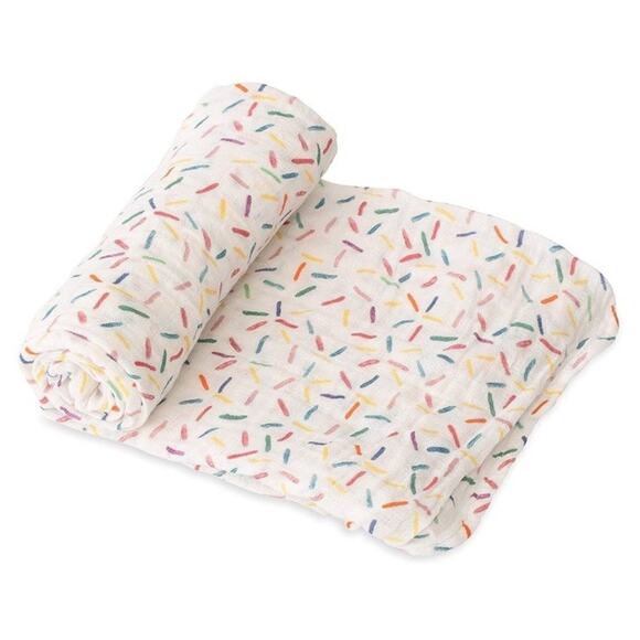 Red Rover Baby Blanket Colorful Sprinkles White Cotton Muslin Swaddle Lovey - Picture 7 of 7